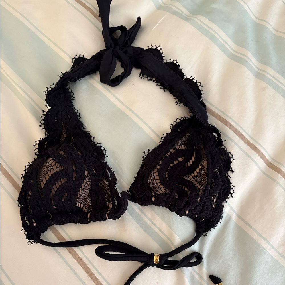 Pilyq Black Lace Halter Bikini